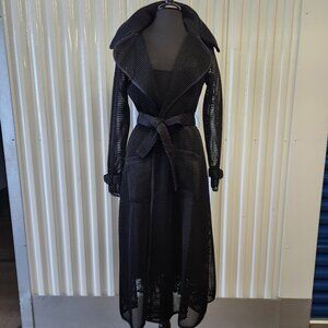 Samuel Dong Black Eyelet Trench Duster with Matching Slip Dress Size S